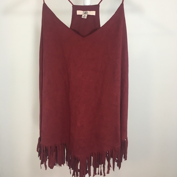 Tops - Ya Los Angeles Fringe faux suede shirt